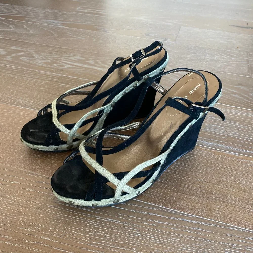 Nine West Suede & Burlap Strappy Sandal | 9.5M